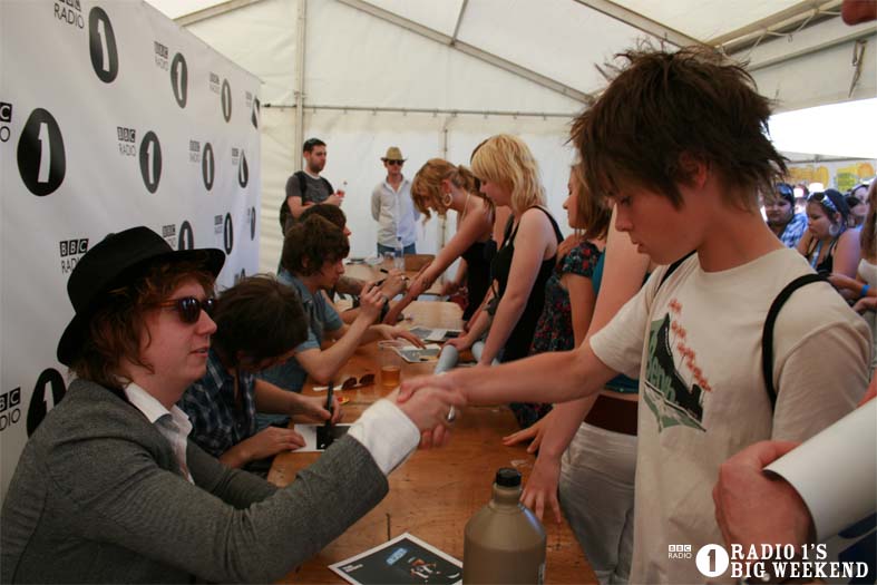 The Kooks in the signing tent