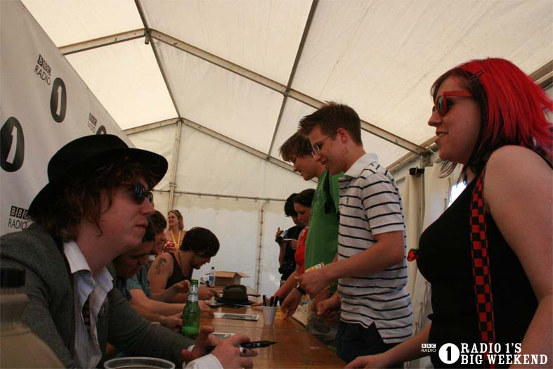 The Kooks in the signing tent