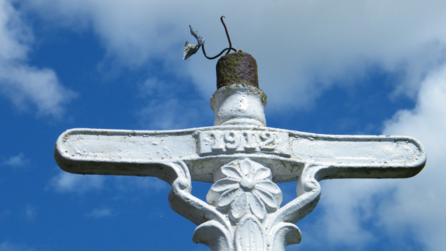 An old oil lamp from the grounds, dated 1912.