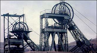 Pithead winding gear at a modern coal mine