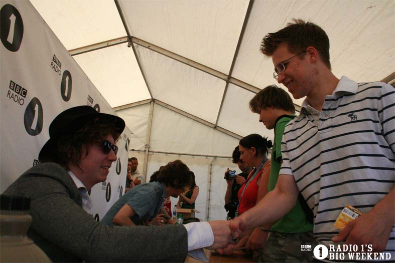 The Kooks in the signing tent