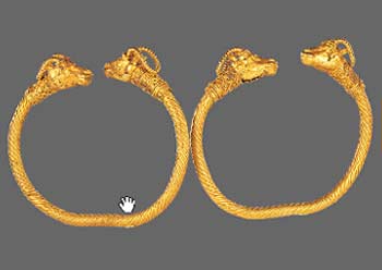 Gold bracelet with ibex heads
