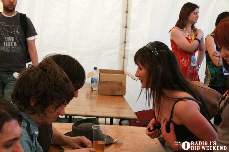 The Kooks in the signing tent