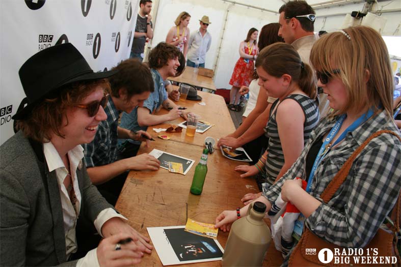 The Kooks in the signing tent