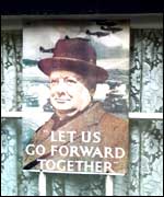 "Let us go forward together" poster featuring Winston Churchill  