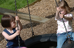 Siblings playing