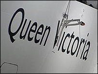 Queen Victoria & champagne bottle