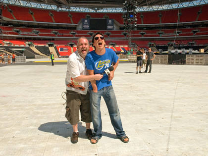 Chris and Dave have arrived at Wembley Stadium where Take That are doing four gigs as part of their massive UK summer tour.