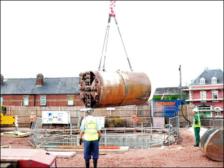 This is the machine that's been drilling a flood alleviation tunnel under Ross for almost a year 
