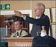The auctioneer taking bids