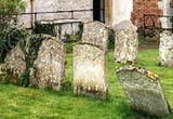 Image of the gravestones in Kirtling parish church graveyard