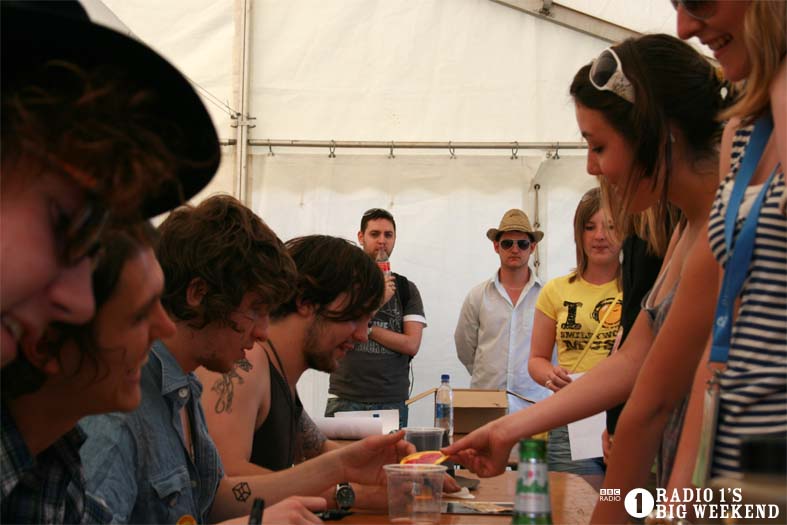 The Kooks in the signing tent