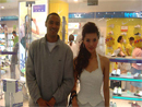 Chris pausing with a model             wearing a wedding dress