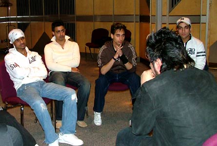 The boys get pep talk from Bobby Friction 