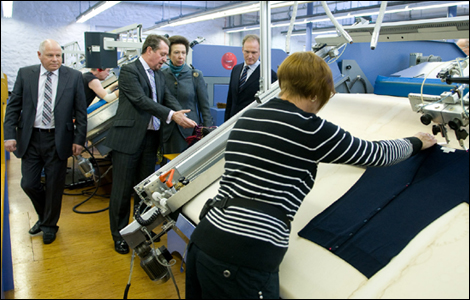Princess Anne tours the John Smedley Factory in Lea Mills
