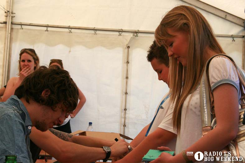 The Kooks in the signing tent