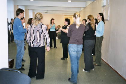 Children and teachers at a workshop at School 61 in St Petersburg