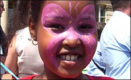 Girl with face painted