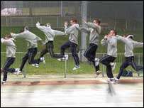 Multi images of man running