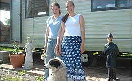 Louise, Cristina and Sam the dog