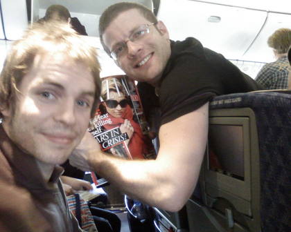 Dermot having fun on the plane