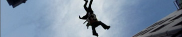 Nathan flies up and saves Peter