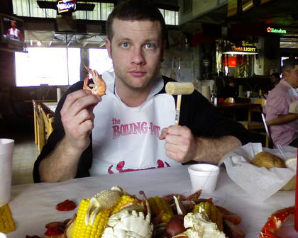 Dermot gets to grip with the local cuisine