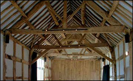 Inside the Great Barn at Hellens Manor