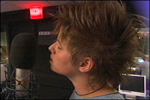 Alex sings live on BBC Radio 1  for a chance to appear on Top of The Pops