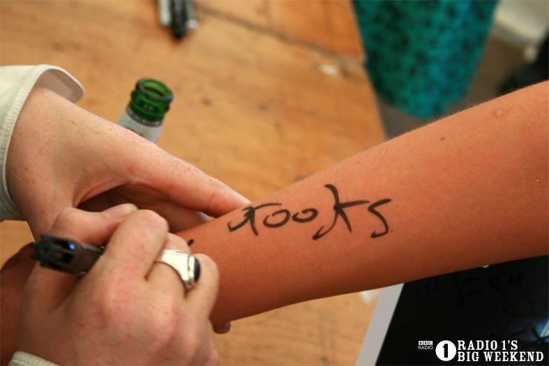 The Kooks in the signing tent