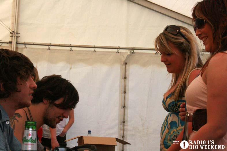 The Kooks in the signing tent