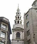 Image of St Bride's spire at Fleet Street in London
