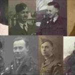 Above left to right, Peter Hyland as a young recruit and then pilot.  John Hodgson and Thomas Crane.  Below left to right, John Moore, Clifford Smith and Eric Brown as a young man and then as an air-gunner.