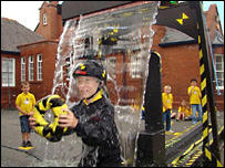 Boy in crash test