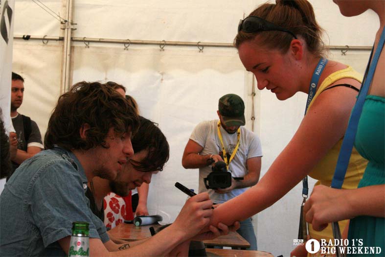 The Kooks in the signing tent