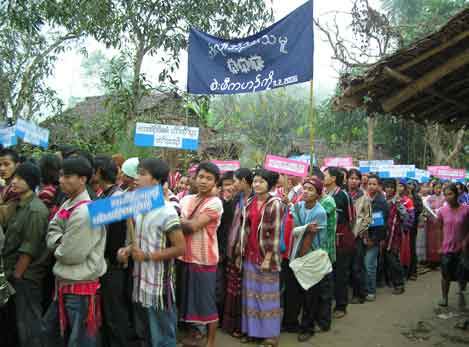 Karen people protest against military rule