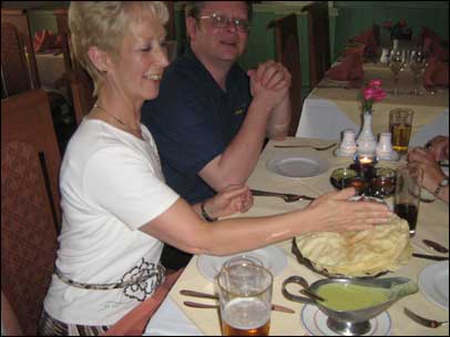 Ian and Caroline at a curry house