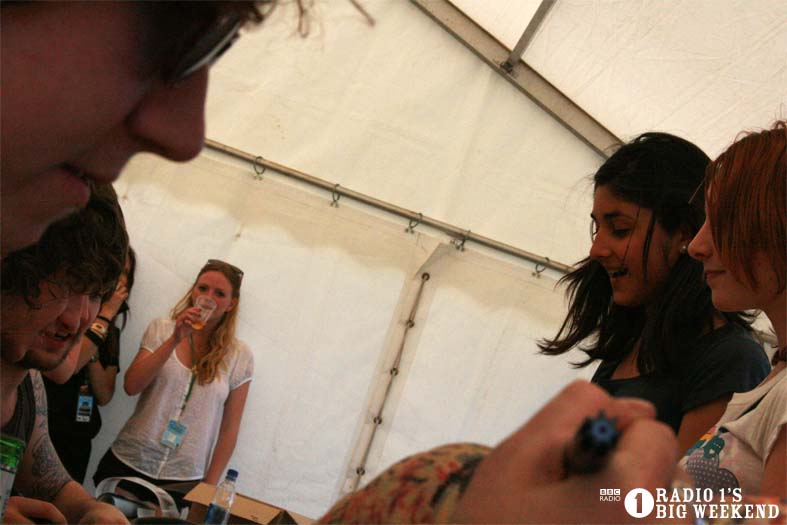 The Kooks in the signing tent