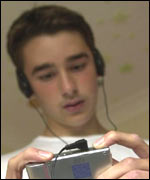 Teenager with CD player