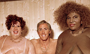Bubbles with ex-husband Roman (played by Rob Brydon) and his new wife Desiree