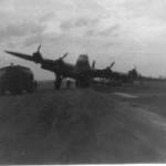 The crippled Stirling after landing. The crippled Stirling after landing.