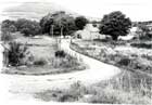 Ffordd droellog o'r Hen felin tuag at fferm Penfras Uchaf lle cynhaliwyd Steddfod yn y cwt gwair yn y tridegau.