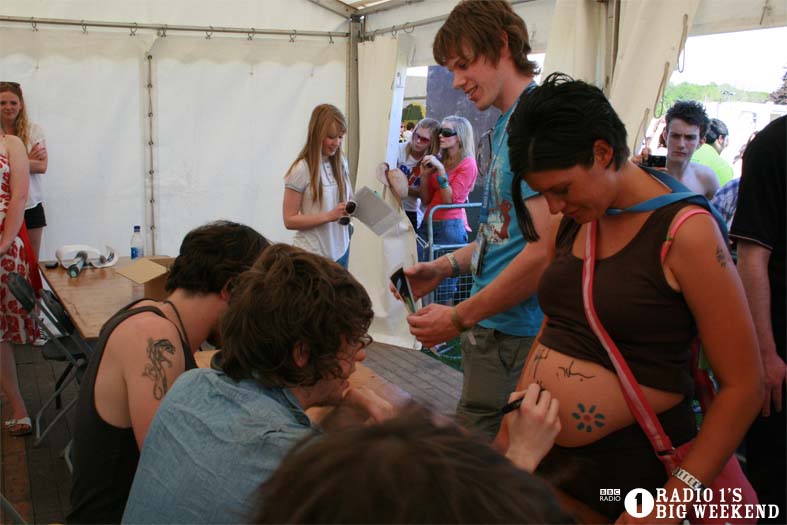 The Kooks in the signing tent