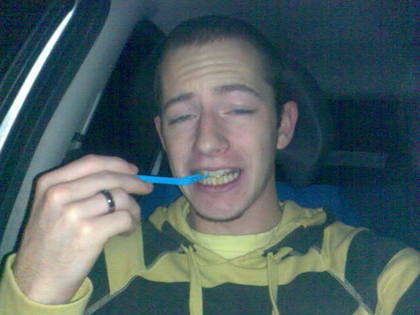 Eating a lovely big chip. Jealous!!!