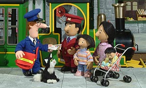 Postman Pat with the Bains family