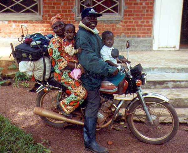 A family of four on a motorbike