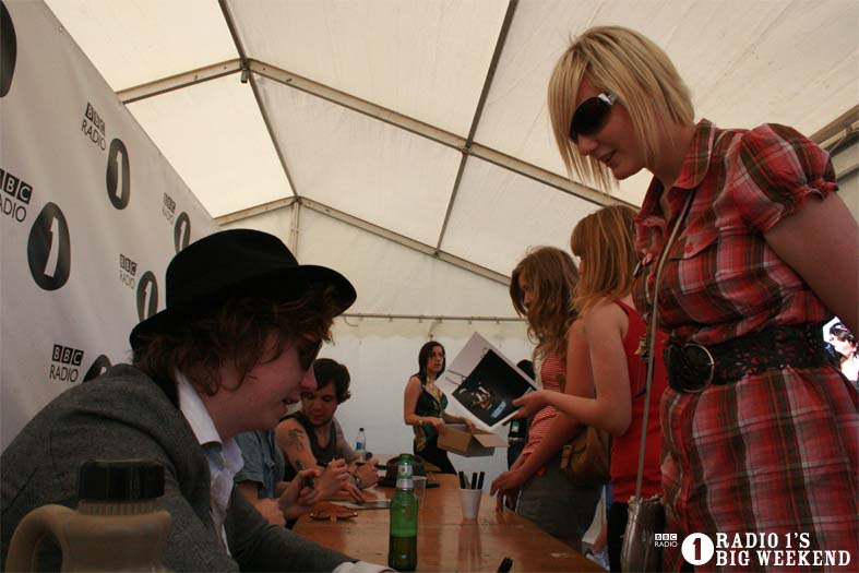 The Kooks in the signing tent
