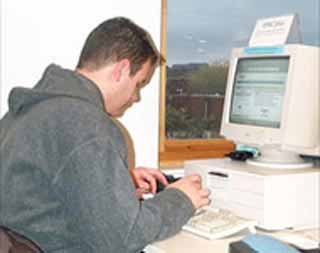 student at computer