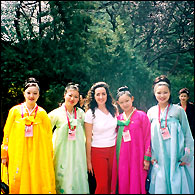 meeting ladies wearing the national dress