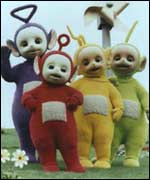 Po with fellow Tellytubbies.